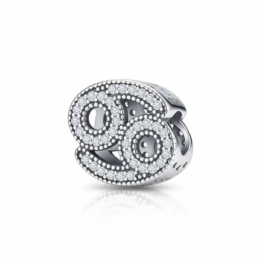 Berloque signo Câncer em Prata 925, símbolo de amor, sensibilidade e proteção emocional.