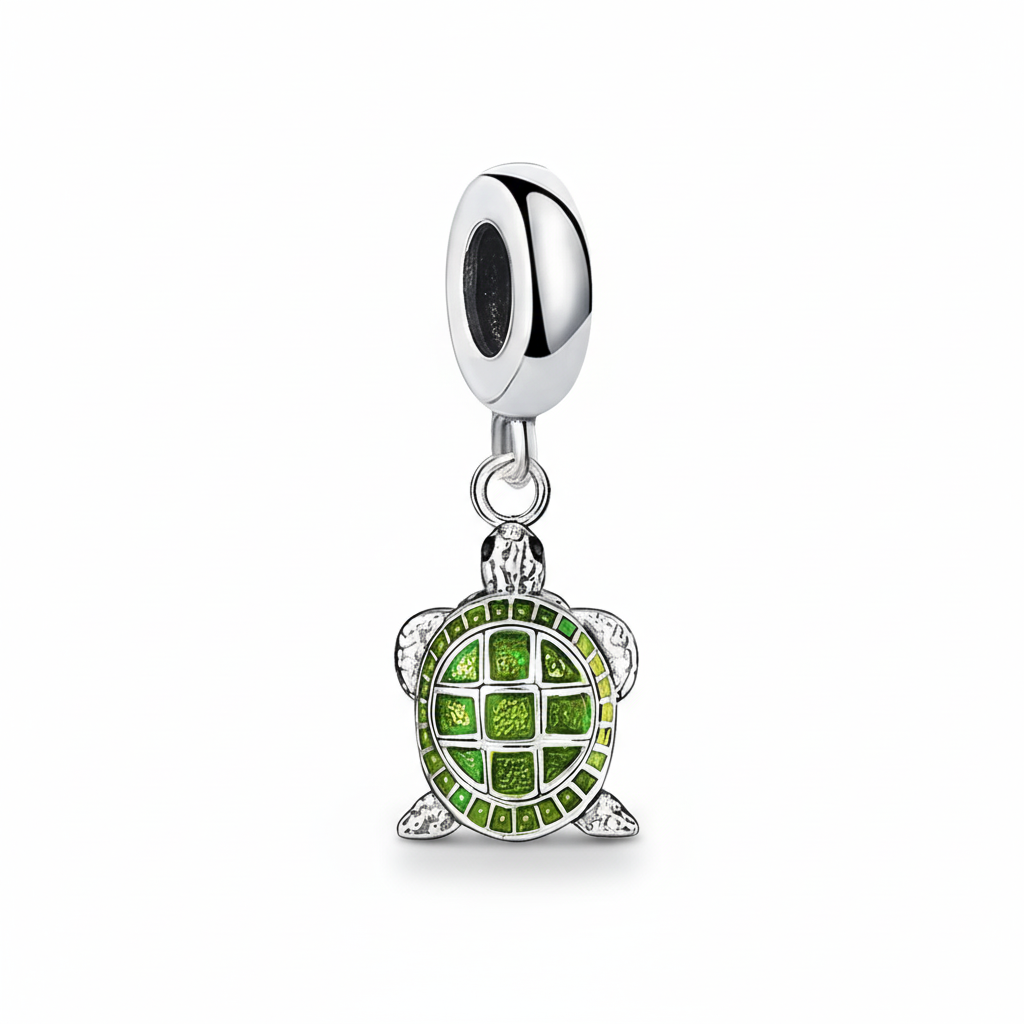 Berloque Tartaruga Verde Charmz em Prata 925 – símbolo de equilíbrio, proteção e harmonia.