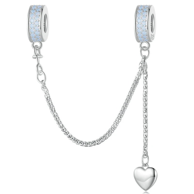 Corrente de Segurança Coração Opala Charmz em Prata 925 – proteção, brilho e elegância para sua pulseira.