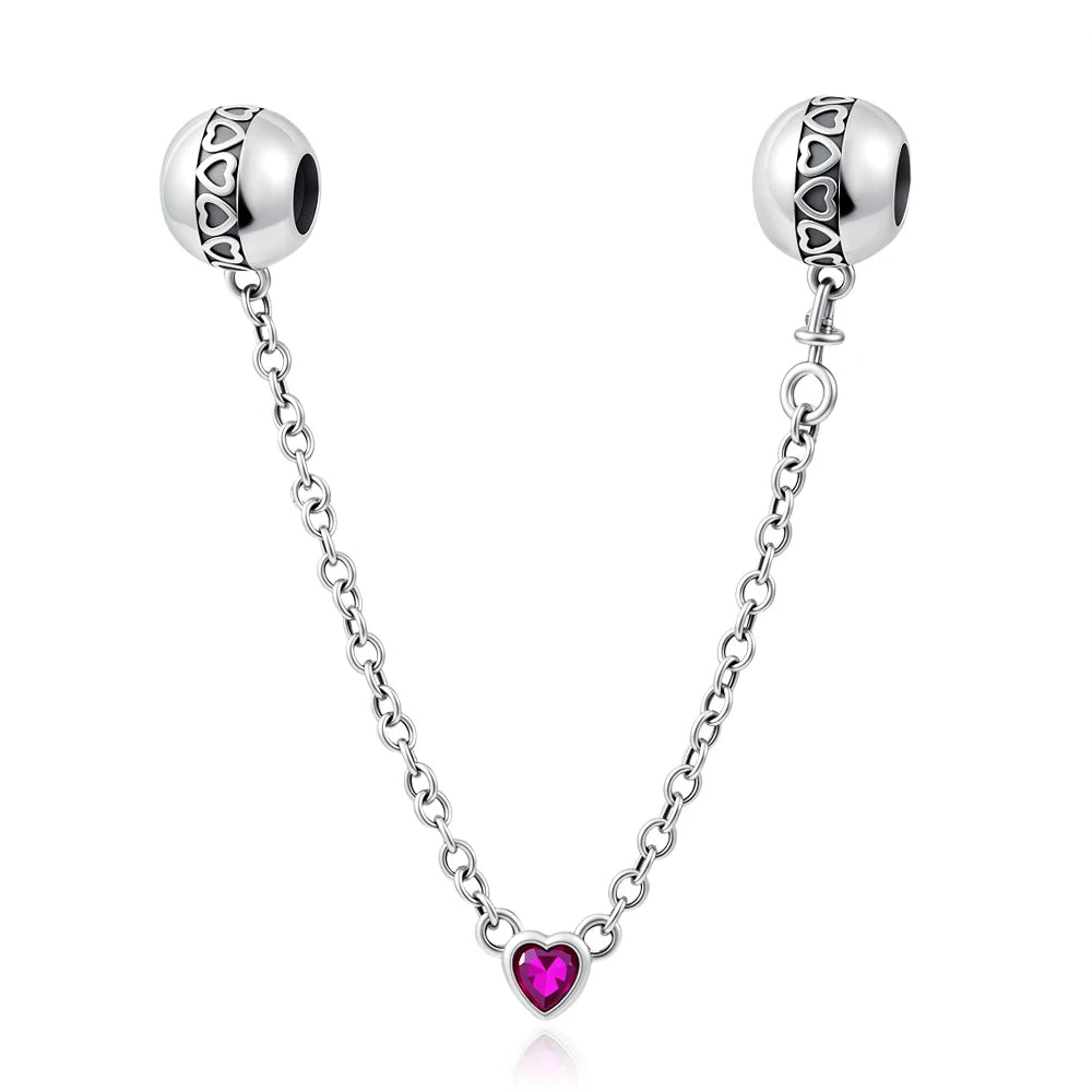 Corrente de Segurança Coração Rubi Charmz em Prata 925 – proteção e elegância com toque de amor.