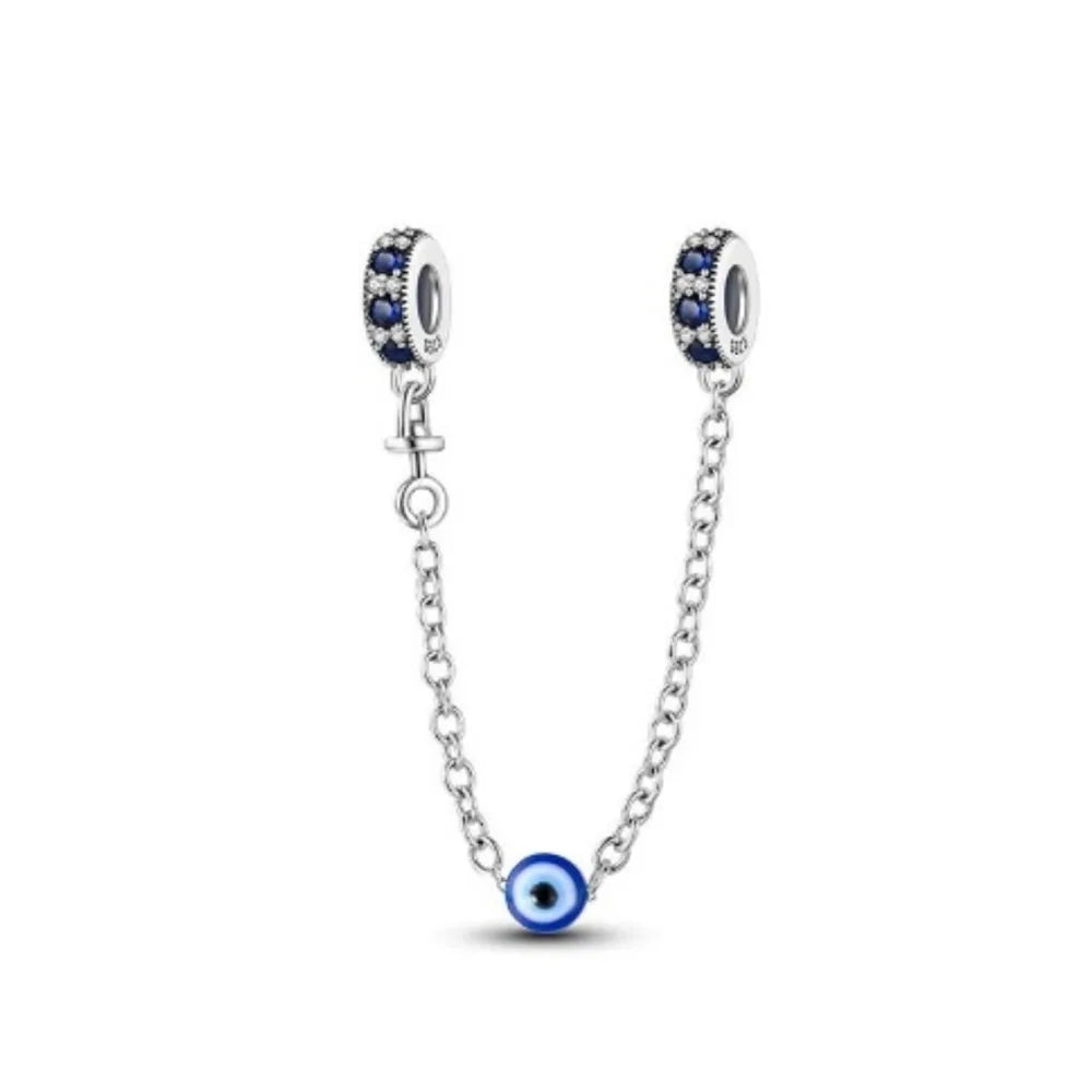 Corrente de Segurança Olho Grego Charmz em Prata 925 – proteção, sorte e elegância para sua pulseira.